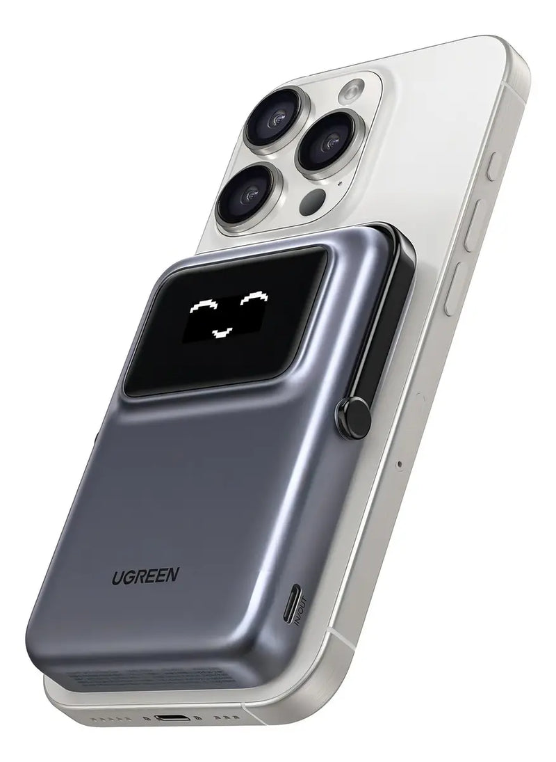 Power Bank Magnético UGREEN Uno: 10.000 mAh, Carga Rápida 20W y Pantalla Interactiva