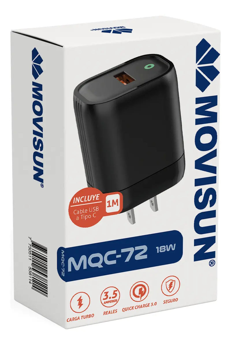 Cargador Movisun MQC-72: Carga Turbo 18W y Compatibilidad Universal