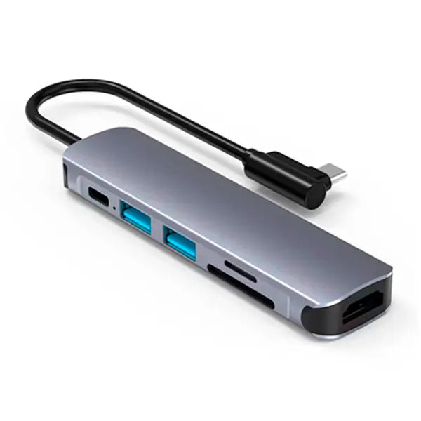 Hub Multipuertos Jaltech 6 en 1: HDMI 4K, Carga PD 100W y Lector de Tarjetas (Ref. LH035)