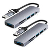 Hub Multipuertos Jaltech LH034 6 en 1: Conector Dual USB-A/Tipo C, 3 Puertos USB 3.0 y Lector de Tarjetas
