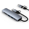 Hub Multipuertos Jaltech LH034 6 en 1: Conector Dual USB-A/Tipo C, 3 Puertos USB 3.0 y Lector de Tarjetas