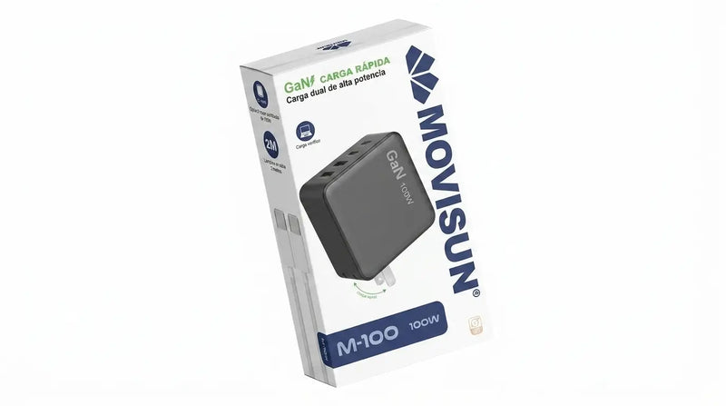 Cargador Movisun M-100: Potencia GaN de 100W y Centro de Carga de 4 Puertos