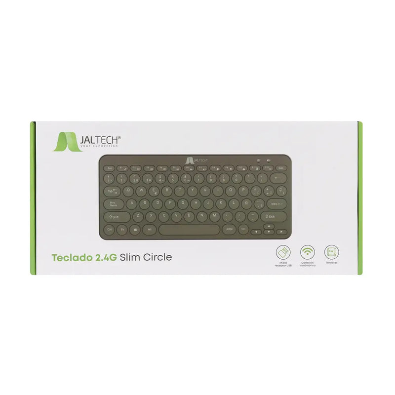 Teclado Inalámbrico Slim Circle Jaltech: Conexión 2.4GHz, Diseño Compacto y Teclas Silenciosas